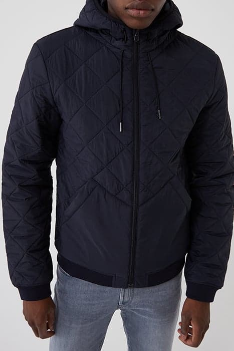 MEN'S NAVY QUILTED HOODED LIGHT PADDED JACKET by IKKS