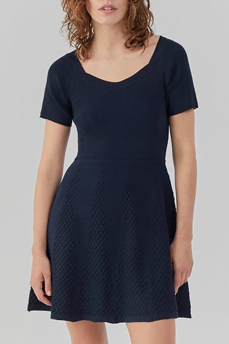 NAVY DECORATIVE KNIT SKATER-STYLE DRESS by IKKS