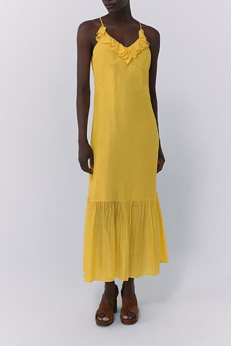 YELLOW RUFFLED STRAPPY LONG DRESS by IKKS