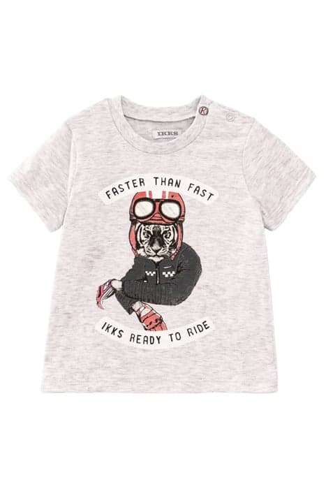 BABY BOYS’ GREY BIKER-TIGER IMAGE ORGANIC T-SHIRT by IKKS