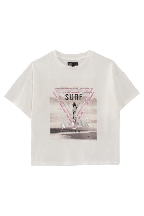 GIRLS’ WHITE ORGANIC COTTON T-SHIRT WITH SURFER GIRL IMAGE by IKKS