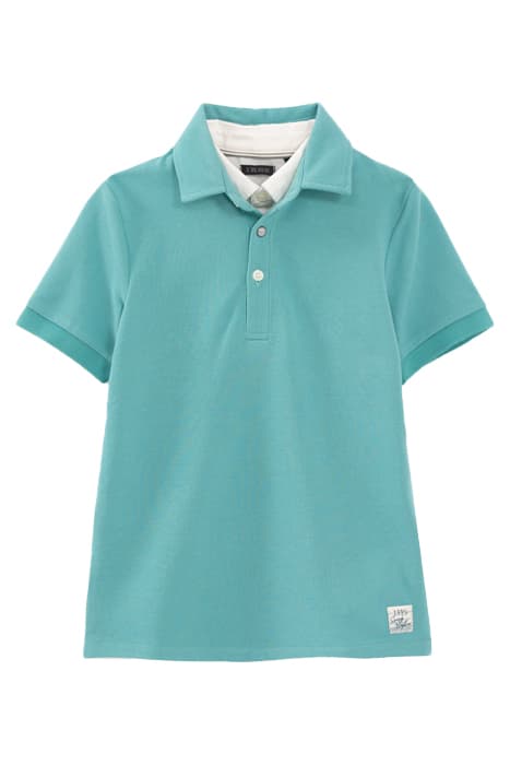 BOYS’ TURQUOISE POLO SHIRT WITH TROMPE-L'OEIL SHIRT COLLAR by IKKS