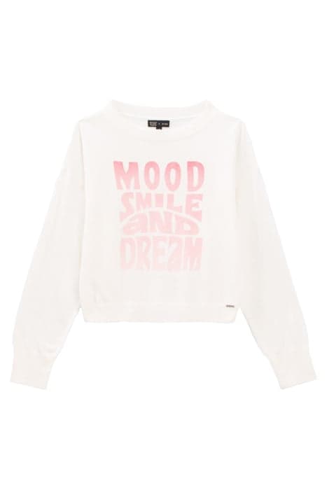 GIRLS’ ECRU FINE KNIT SLOGAN SWEATER by IKKS