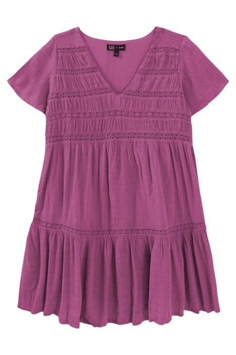 GIRLS’ VIOLET WAFFLE DRESS WITH LACE BRAID by IKKS