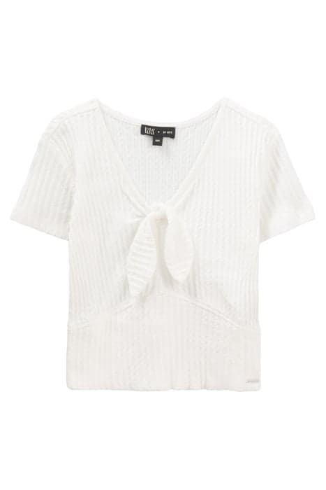 GIRLS’ ECRU RIBBED CROPPED T-SHIRT WITH BOW by IKKS