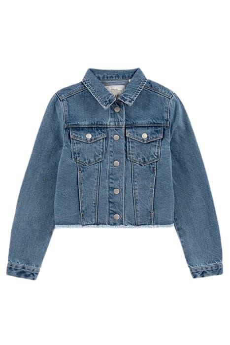 GIRLS’ BLUE ORGANIC COTTON DENIM JACKET WITH FRINGED HEM by IKKS