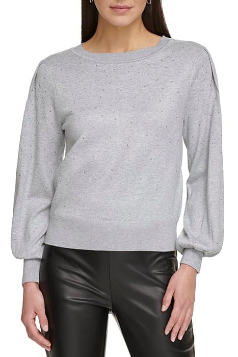 L/S CRW NK MICRO STU STEEL GREY HTHR by DKNY