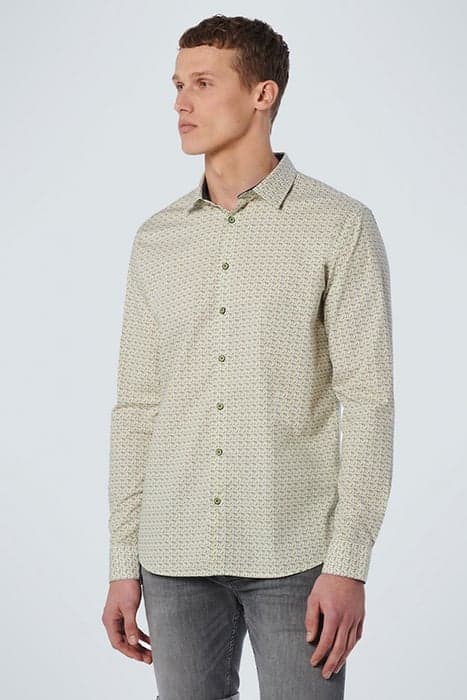 SHIRT ALLOVER PRINTED STRETCH LIGHT GREEN by No Excess