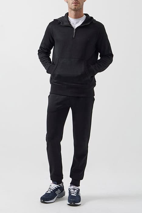 TRICOT OVERHEAD HALF ZIP HOODIE BLACK by French Connection