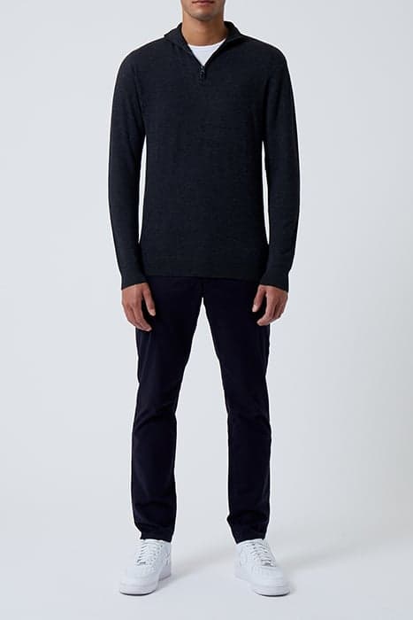 HALF ZIP KNIT SWEATER CHARCOAL MEL by French Connection