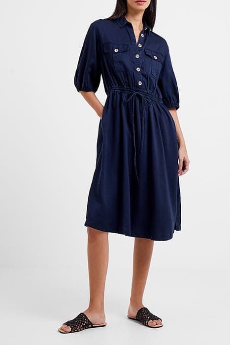 ELKIE TWILL DRAWSTRING DRESS MARINE by French Connection