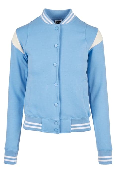 LADIES INSET COLLEGE SWEAT JACKET CLEARWATER/WHITESAND by Urban Classics