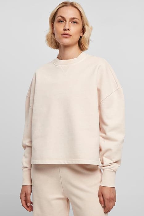 LADIES HEAVY TERRY GARMENT DYE CREWNECK PINK by Urban Classics