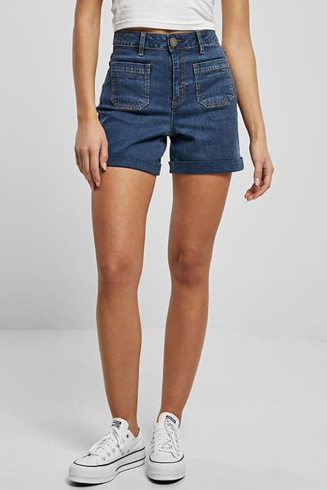 LADIES VINTAGE DENIM SHORTS DEEPBLUE WASHED by Urban Classics