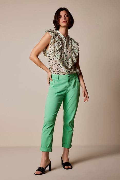 BLOUSE GREEN SPOT PRINT SLEEVELESS SOFT EMERALD by Summum Woman