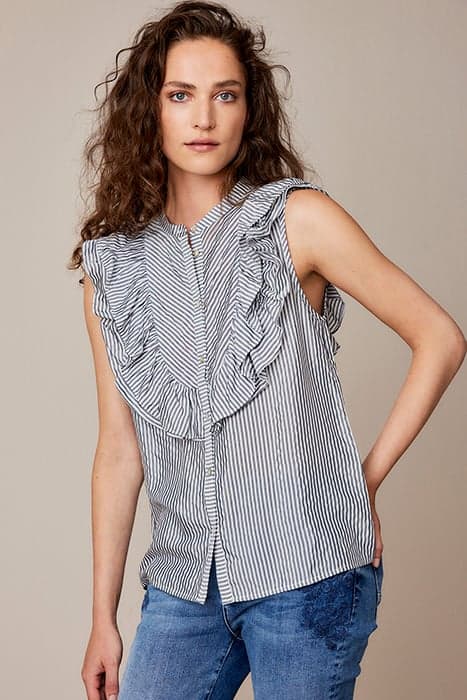 BLOUSE SLEEVELESS STRIPE DARK STEEL by Summum Woman