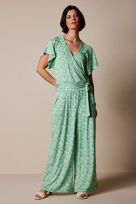 JUMPSUIT TWO TONE PRINT ON VISCOSE EA SOFT EMERALD by Summum Woman