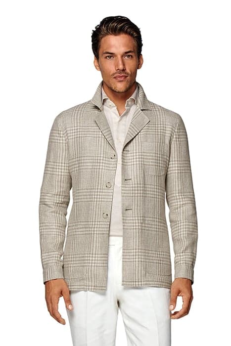 LIGHT BROWN CHECKED GREENWICH SHIRT-JACKET LIGHT BROWN by Suitsupply