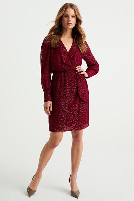 DRESS SHORT BURGUNDY RED by WE Fashion