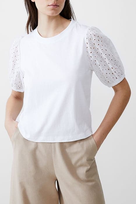 BRODERIE SLEEVE TOP WHITE by French Connection