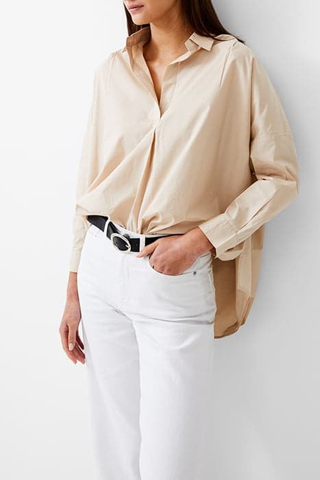 L/S VEE COLLAR POPLIN POPOVER STONE by French Connection