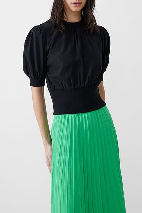 MIX RIB TRIM CREPE LIGHT TOP BLACK by French Connection