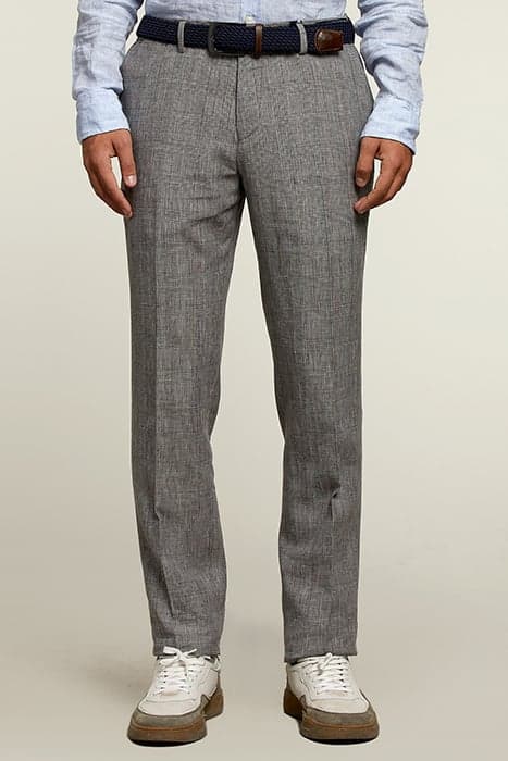 CHECKED CITY PANTS IN ITALIAN LINEN-WOOL MULTI by River Woods