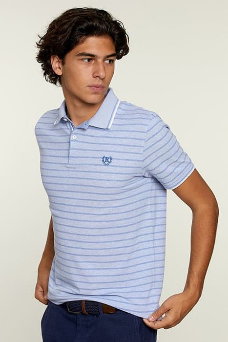 CUSTOM FIT COTTON POLO PALACE MIX BLUE by River Woods