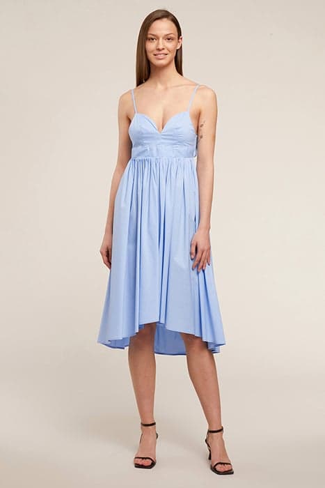 POPLIN SUMMER MIDI DRESS LIGHT BLUE by Motivi