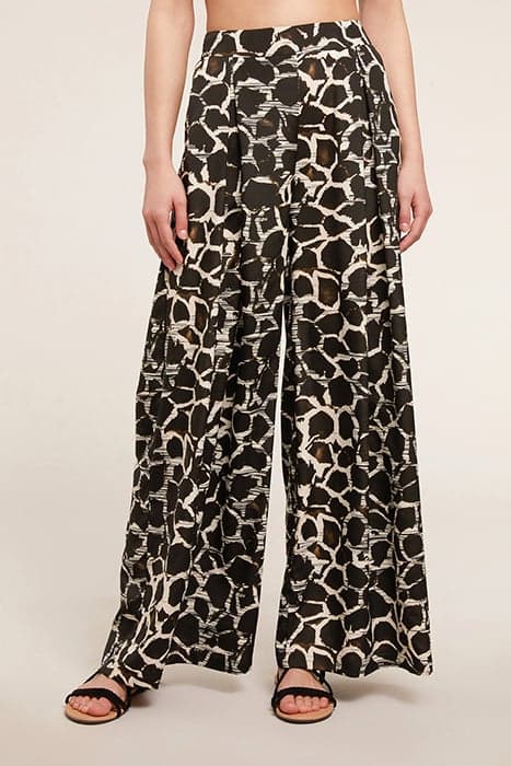 PALAZZO TROUSERS WITH ETHNIC PATTERN BROWN by Motivi