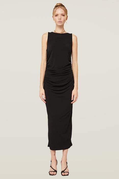 DRAPED LUREX LONG DRESS BLACK by Motivi