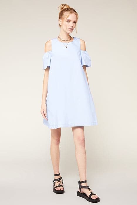 POPLIN DRESS WITH CUTOUTS ON THE SHOULDERS LIGHT BLUE by Motivi