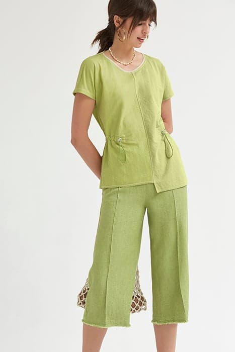 TEXTURED KNIT ASYMMETRICAL TOP PISTACHIO GREEN by OKY