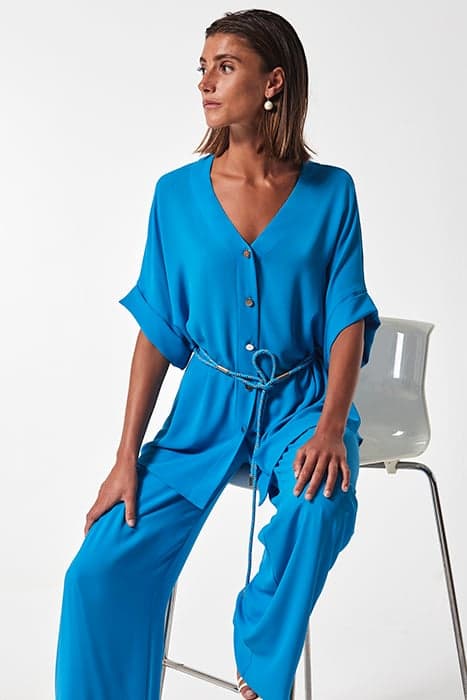 CHIFFON FALDER SHIRT BLUE by OKY