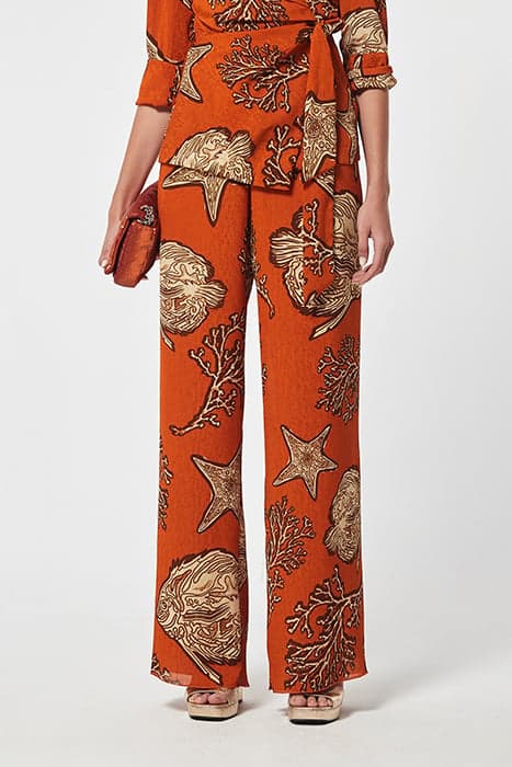 BAMBULA JACQUARD IWIRA TROUSERS ORANGE by OKY