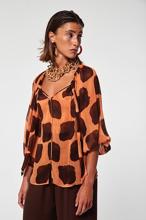 BAMBULA CHIFFON ILCA SHIRT BROWN/ORANGE by OKY