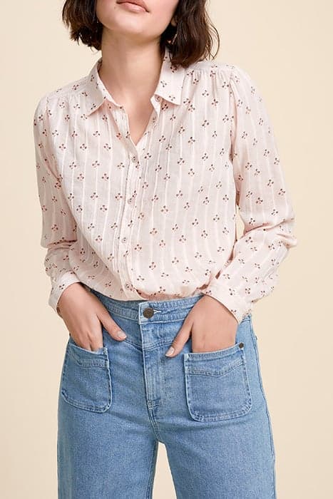 CHUT - POWDER PINK SHIRT WITH EMBROIDERED MICRO FLOWER PRINT by ONE STEP