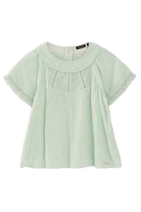 GIRLS’ AQUA GREEN BLOUSE WITH EYELET EMBROIDERY PANEL by IKKS