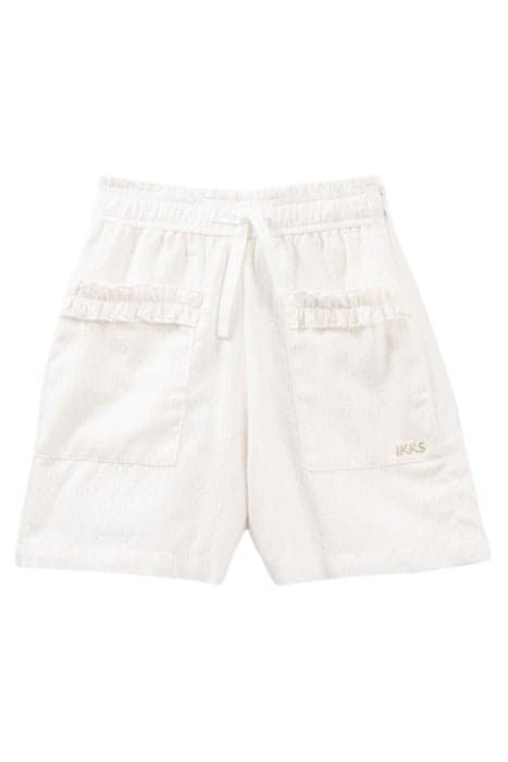 GIRL'S WHITE JACQUARD SHORTS WITH GOLD STRIPES by IKKS