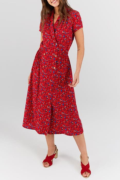 I.CODE CHERRY SUMMER FLOWER PRINT WRAP DRESS by ICODE