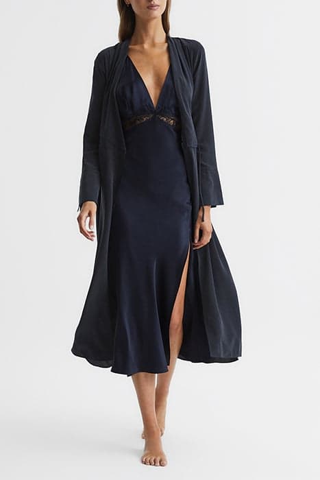 ILLARIA-SILK ROBE NAVY by Reiss