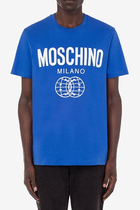 DOUBLE SMILEY® WORLD ORGANIC JERSEY T-SHIRT BLUE by Moschino