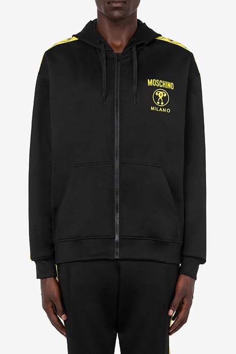 DOUBLE QUESTION MARK TECHNICAL ZIP SWEATSHIRT BLACK by Moschino