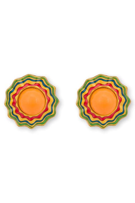 PSYCHEDELIC FLOWER CLIP EARRINGS YELLOW by Moschino