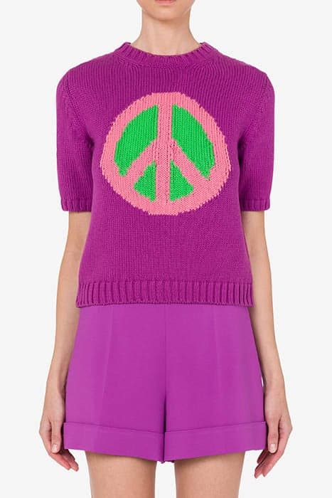 PEACE SYMBOL KNITTED TOP PURPLE by Moschino