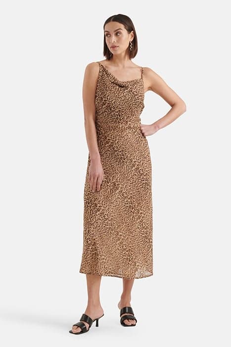 LM-SBCHEETAH SLEEK DRESS BROWN by Shoeby