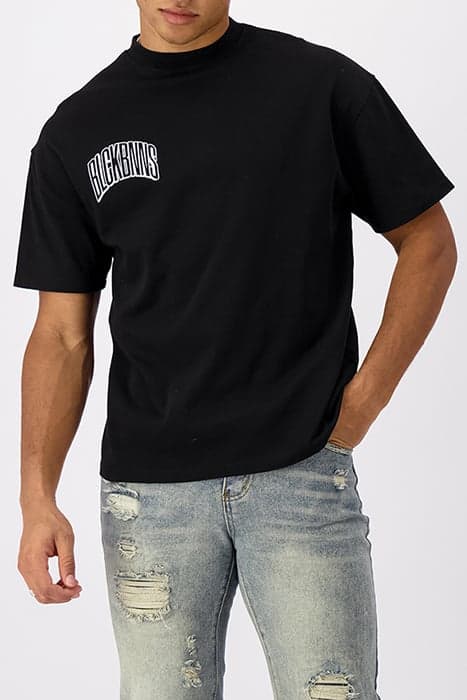 EMBROIDERED ARCH TEE BLACK by Black Bananas