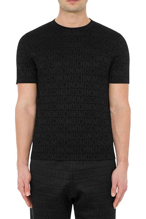 ALLOVER LOGO JACQUARD JERSEY T-SHIRT BLACK by Moschino