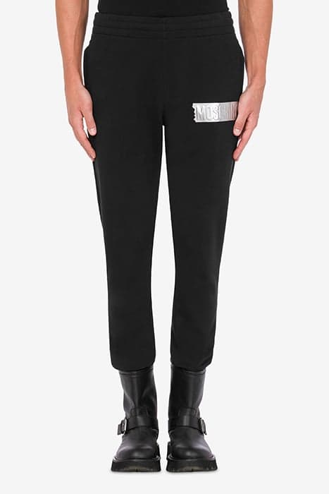 SILVER LOGO ORGANIC COTTON JOGGERS BLACK by Moschino