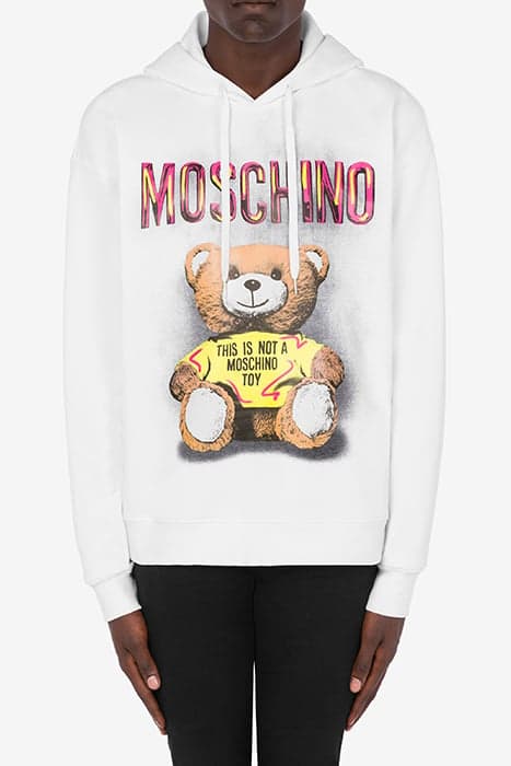 MOSCHINO TEDDY BEAR ORGANIC COTTON HOODIE WHITE by Moschino